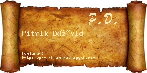 Pitrik Dávid névjegykártya